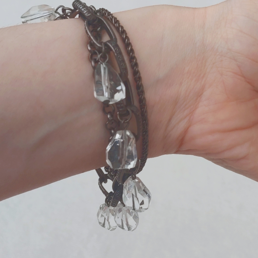 SALE: White House Black Market Triple Chain Bracelet with Dangling Crystals